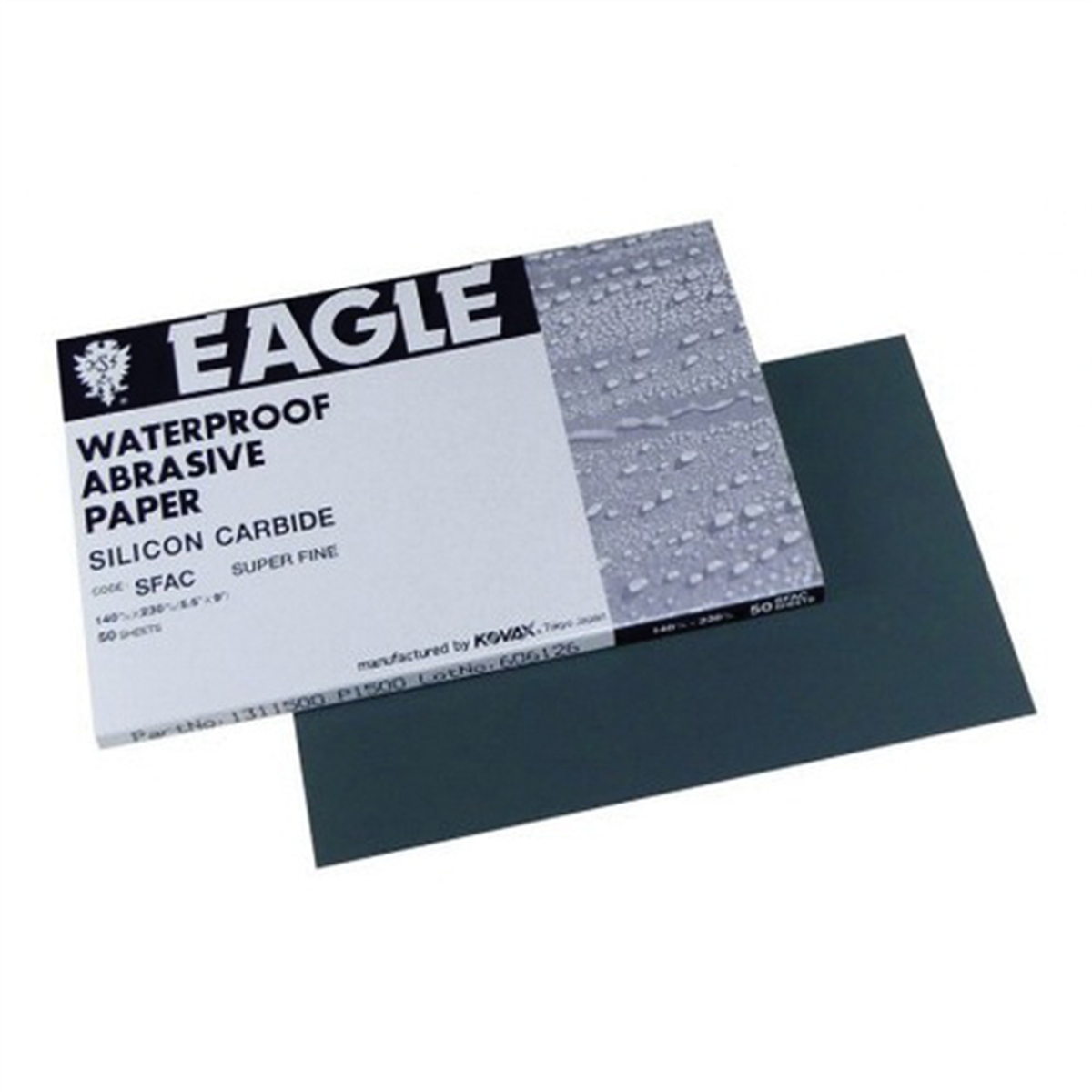 Eagle Abrasives, Inc. KOVAX 131-2501 Sanding Sheet, 5-1/2 in W x 9 in L, 2500 Grit, P2500-A Grade, Silicon Carbide