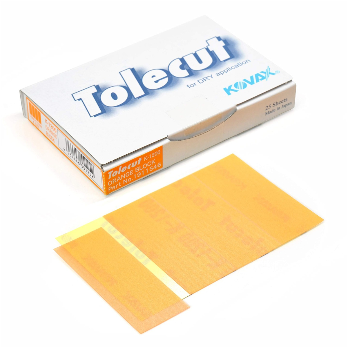 Eagle Abrasives, Inc. KOVAX Tolecut 191-1546 4-Cut Sheets, 70 mm W x 114 mm L, Orange, Dry