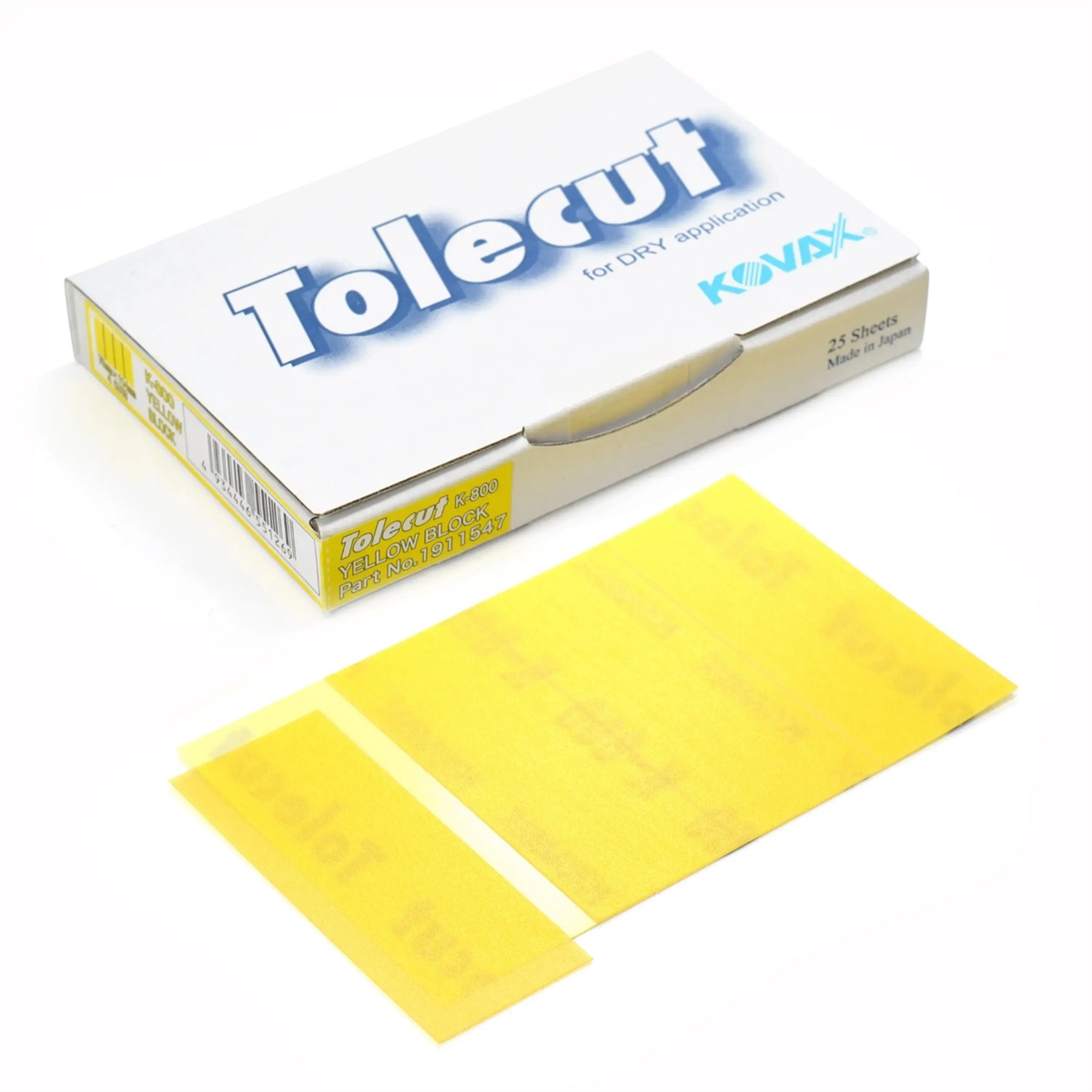 Eagle Abrasives, Inc. KOVAX Tolecut 191-1547 4-Cut Sheets, 70 mm W x 114 mm L, Yellow, Dry