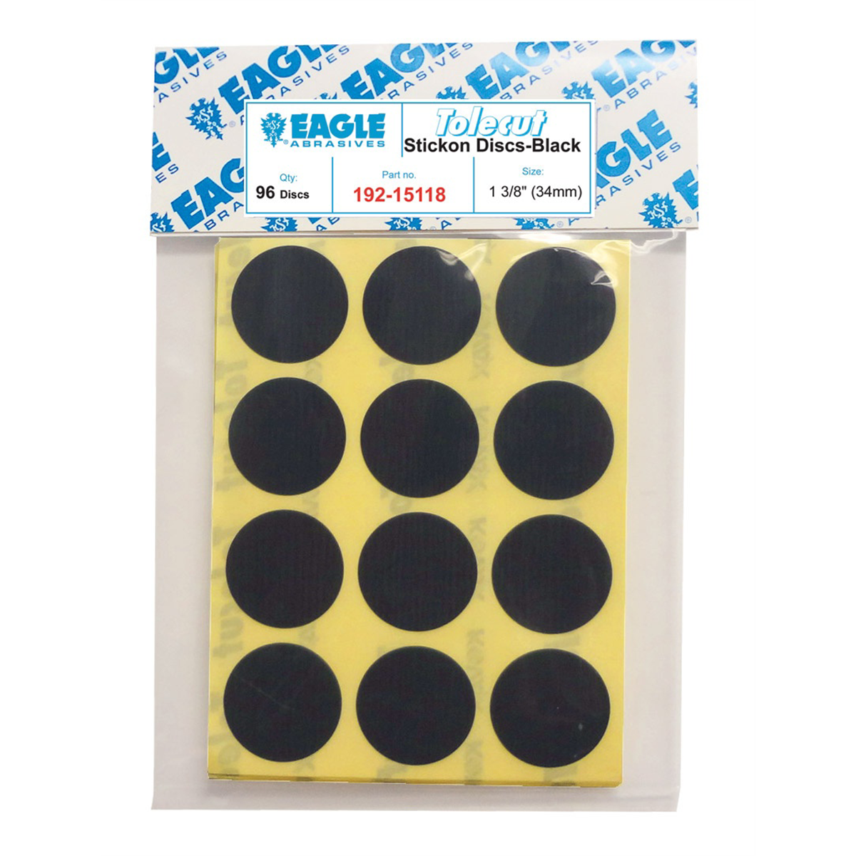 Eagle Abrasives, Inc. KOVAX Tolecut 192-15118 Touch-Up Abrasive Disc, 1-3/8 in, 3000 Grit, Stickon (PSA) Attachment, Black