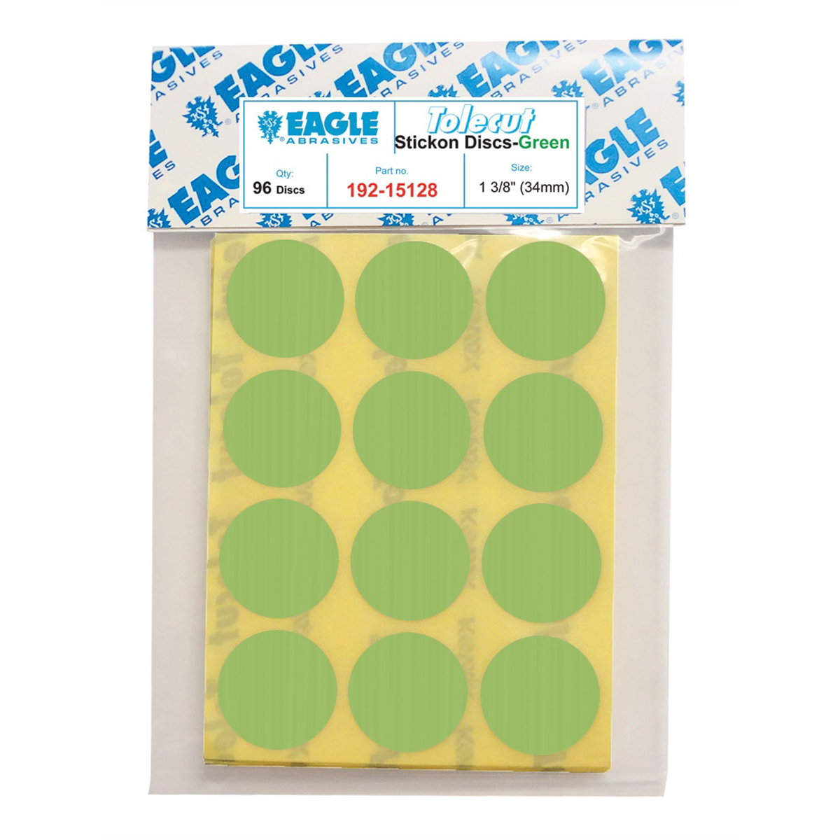 Eagle Abrasives, Inc. KOVAX Tolecut 192-15128 Touch-Up Abrasive Disc, 1-3/8 in, 2000 Grit, Stickon (PSA) Attachment, Green