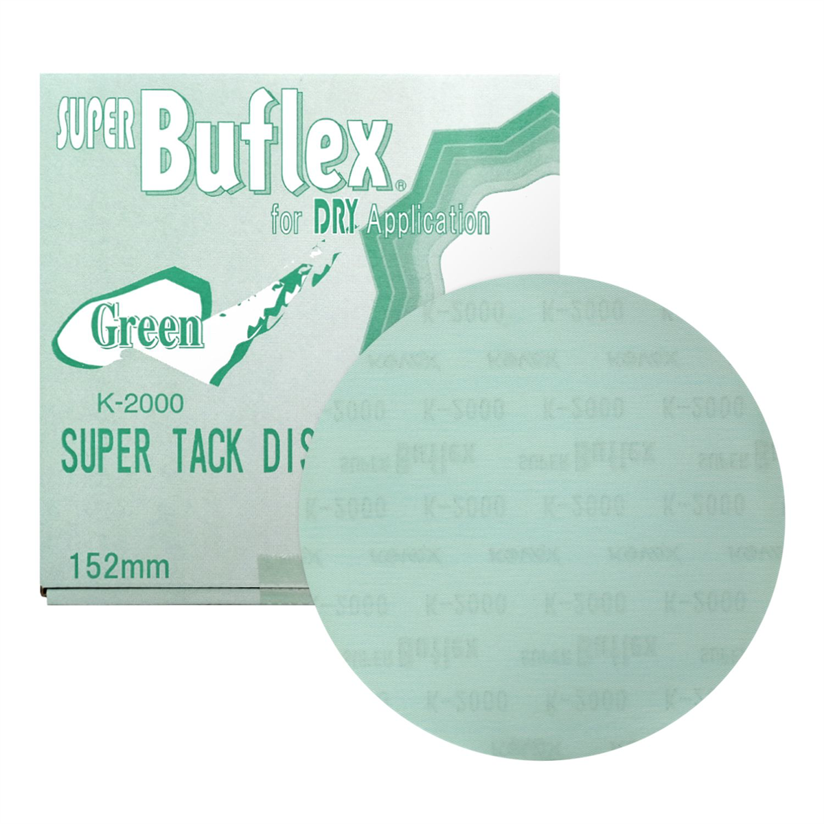 Eagle Abrasives, Inc. Super Buflex 193-1505, 6 in Disc 2000 Grit, Green, Dry, Hook and Loop, No Holes