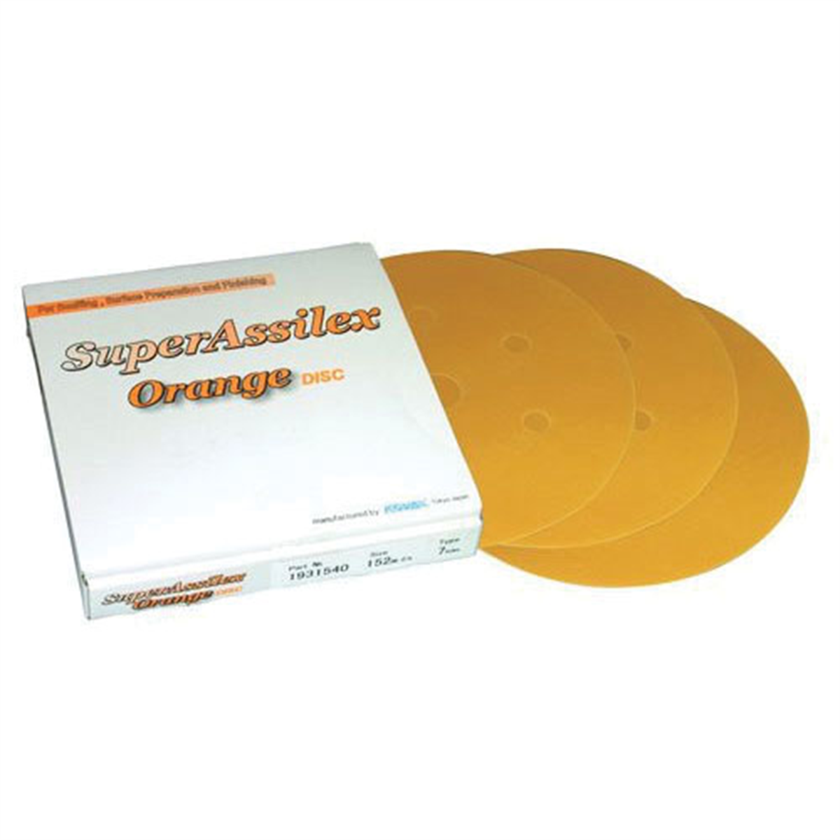 Eagle Abrasives, Inc. KOVAX Super Assilex 193-1540 Sanding Disc, 6 in Dia, 1200 Grit, Orange, Dry, Hook and Loop Attachment, 7 Holes
