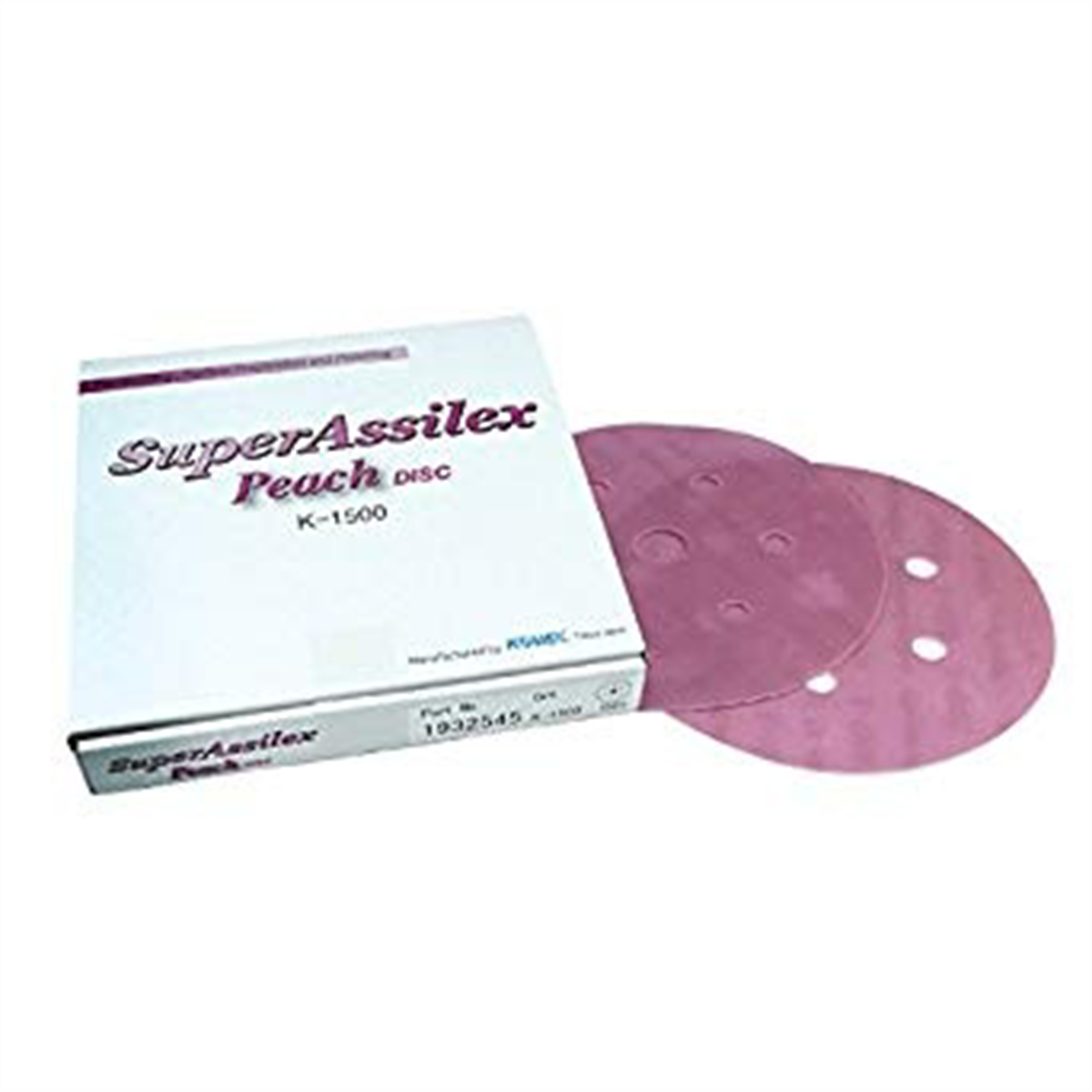 Eagle Abrasives, Inc. KOVAX Super Assilex 193-2545 Sanding Disc, 6 in Dia, 1500 Grit, Peach, Dry, Hook and Loop Attachment, 7 Holes