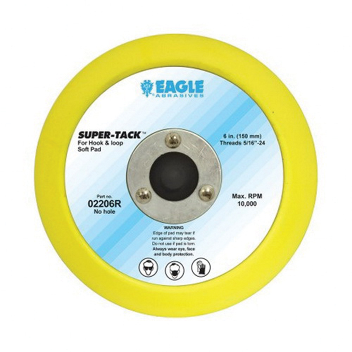 Eagle Abrasives, Inc. KOVAX 02206R Soft Disc Pad, 6 in, 5/16-24 Arbor/Shank, Super-Tack Attachment