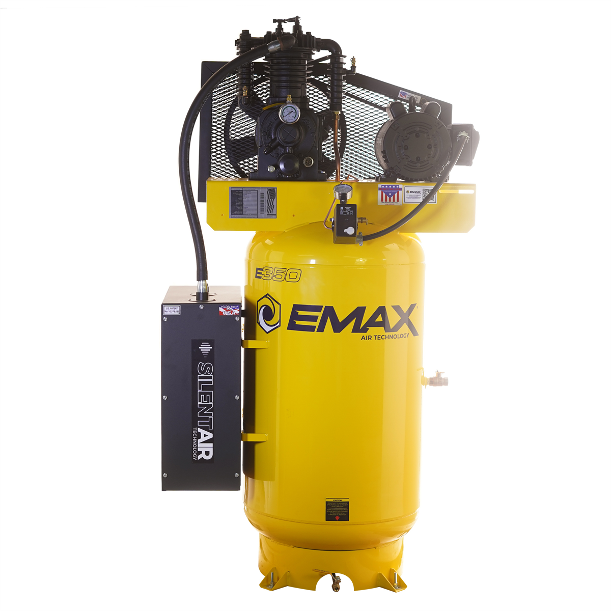 EMAX Compressor  EMAX Silent Air 5HP 80-Gal Air Compressor &hyphen; 19CFM, Two-Stage, Inline , Pressure Lube, Includes Maintenance Kit