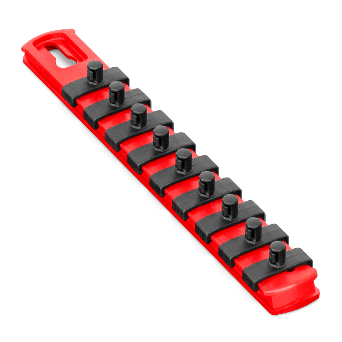 Ernst Mfg. 8” Magnetic Socket Organizer With 9 Socket Clips - Red - 1/4”