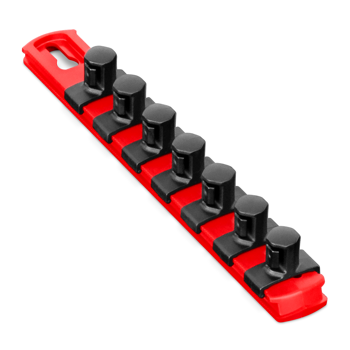 Ernst Mfg. 8” Magnetic Socket Organizer With 7 Socket Clips - Red - 1/2”
