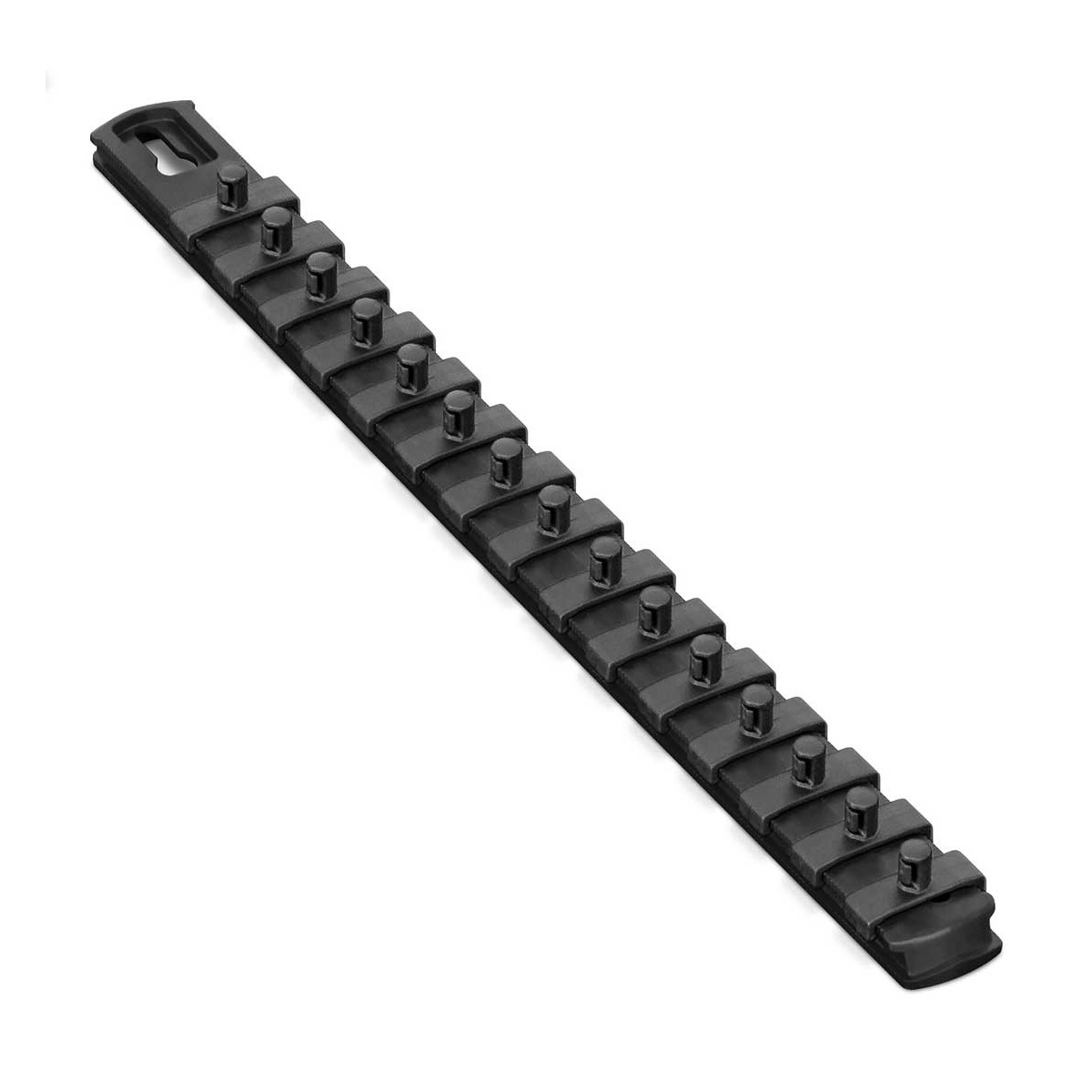 Ernst Mfg. 13 Inch Socket Organizer with 15 Twist Lock Clips - 1/4 Inch - Black
