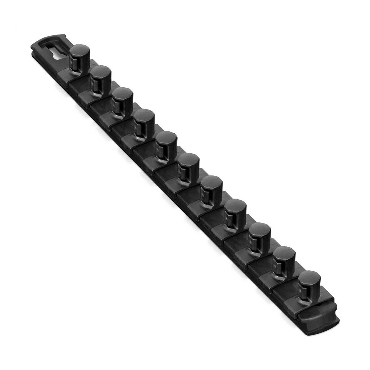 Ernst Mfg. 13 Inch Socket Organizer with 11 Twist Lock Clips - 1/2 Inch - Black