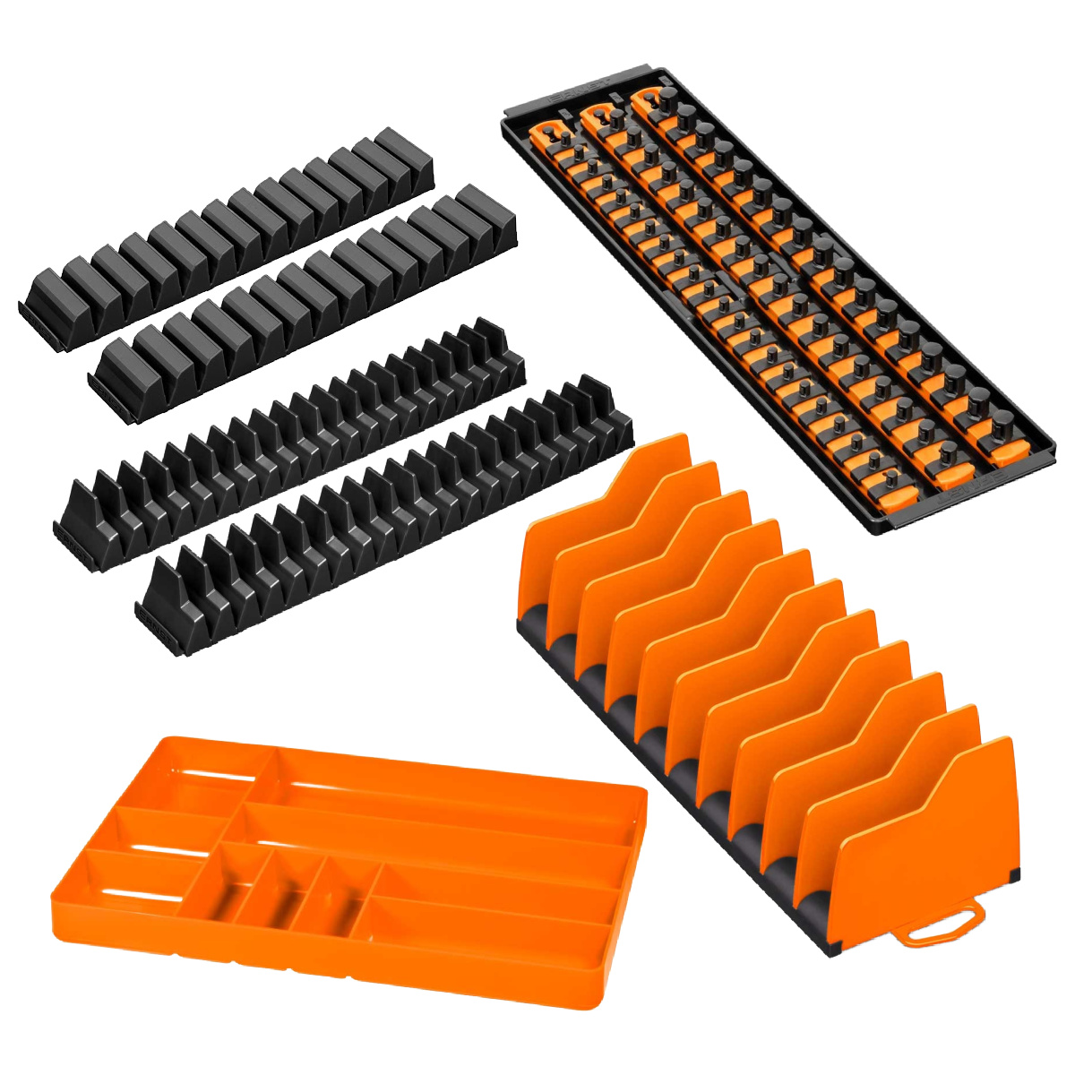 Ernst Mfg. Tool Organizer Bundle: Screwdriver, Wrench, Plier, Socket, And Tray - Orange
