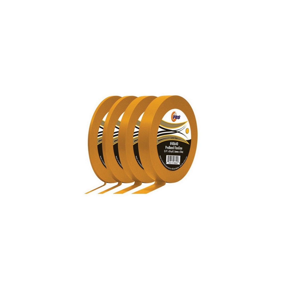 Distribution ProBand 48620 Fine Line Tape, 36 yd L x 1/4 in W, Stabilized Polymer Film, Yellow