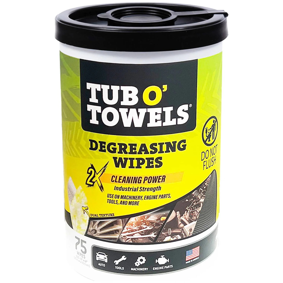 Tub O' Towels Degreasing Wipes, 75 count