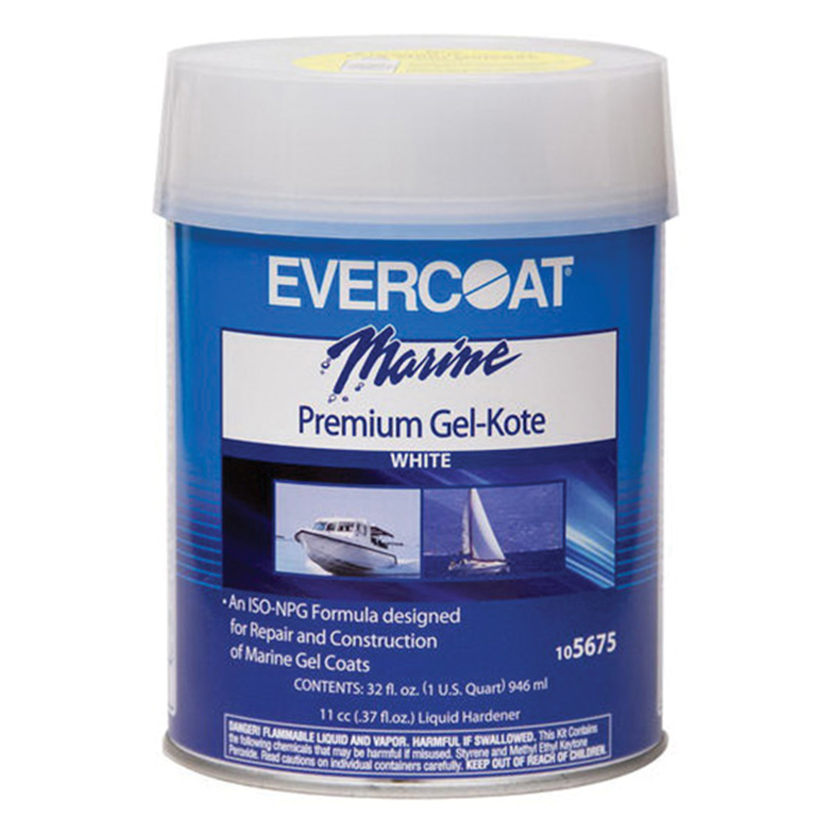 Fibre glass Evercoat 105675 Premium Gel-Kote, 1 qt Can, High Gloss White, Paste