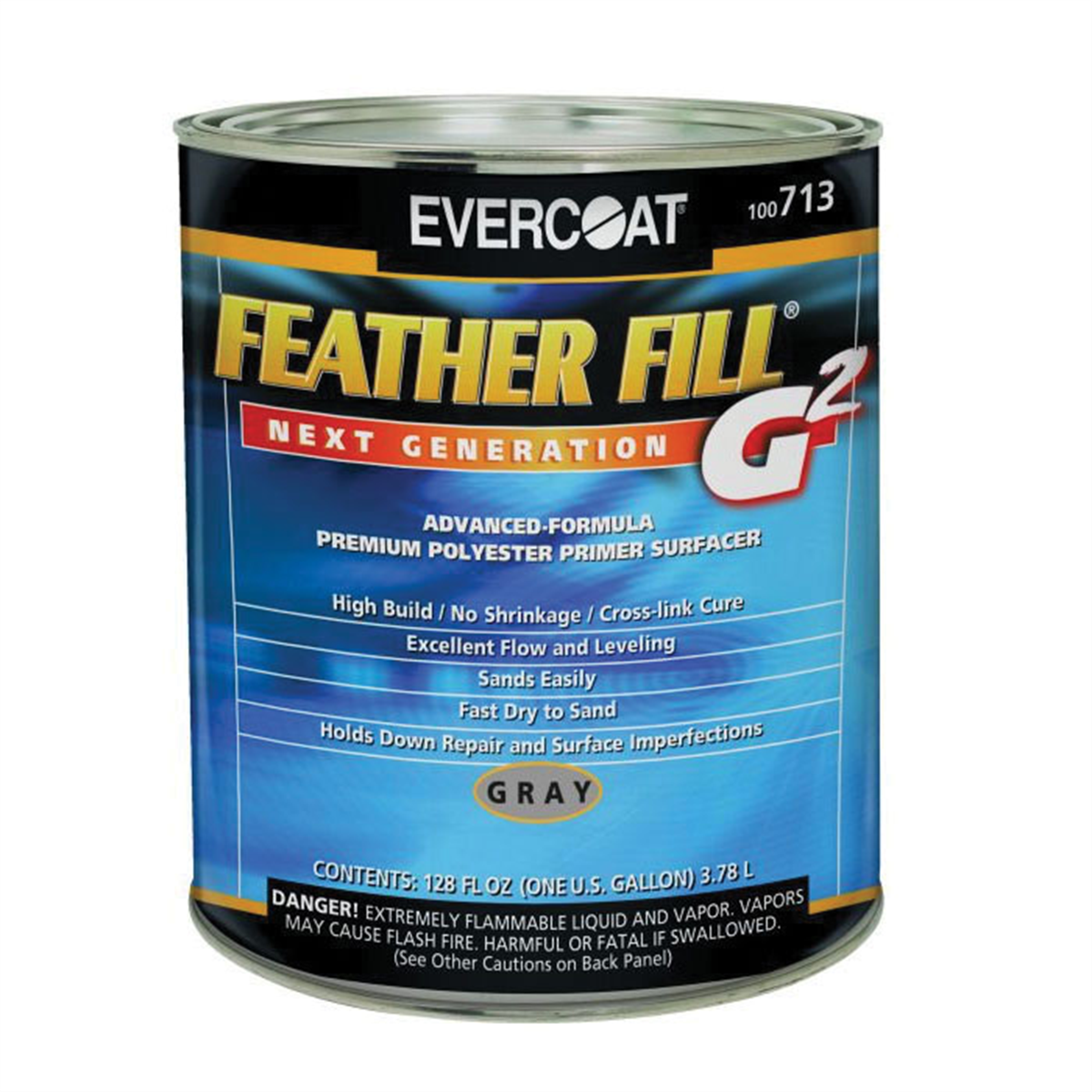 Fibre glass Evercoat FEATHER FILL G 2 100713 High-Build Polyester Primer Surfacer, 1 gal Round Can, Gray