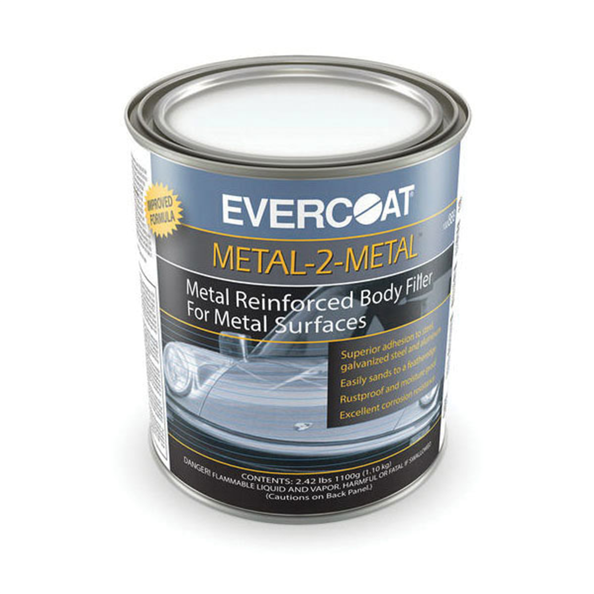 Fibre glass Evercoat METAL-2-METAL 100889 Aluminum Filled Body Repair Filler, 1 qt Can, Metallic Grey, Paste