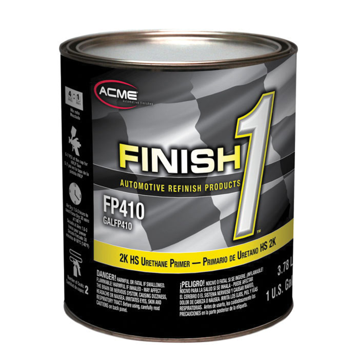 Finish 1 Automotive Refinish Products FP410-1 High Build 2K HS Urethane Primer, 1 gal Can, Gray, 4:1 Mixing