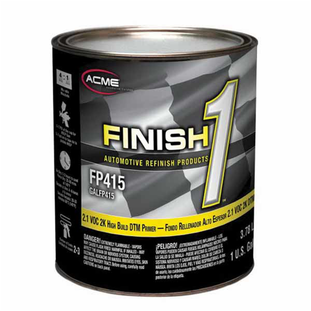 Finish 1 Automotive Refinish Products FP415-1 High Build 2-Component 2.1 VOC DTM Primer, 1 gal Can, Gray, 4:1 Mixing