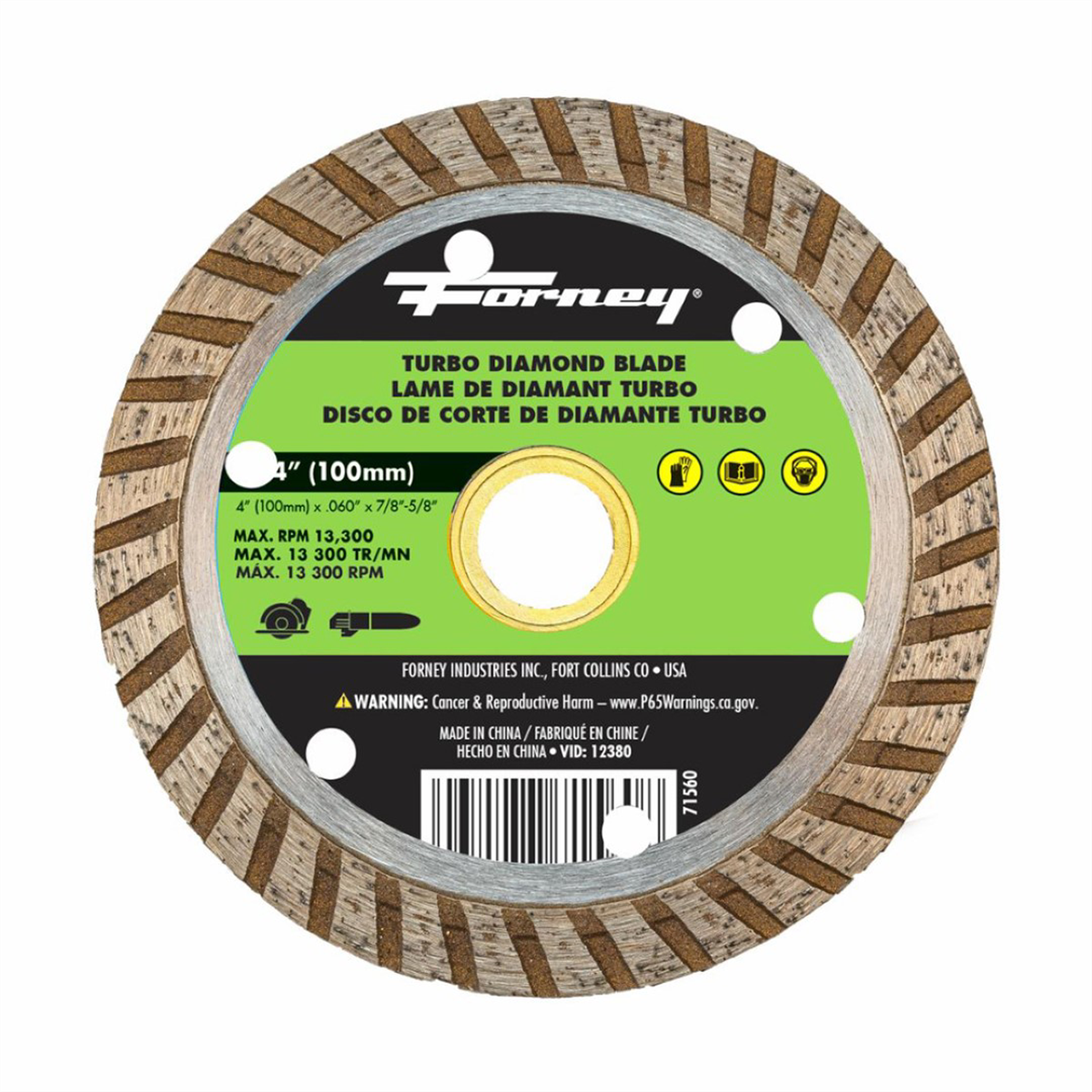 Forney Industries Diamond Cut-off Blade, Turbo, 4 In