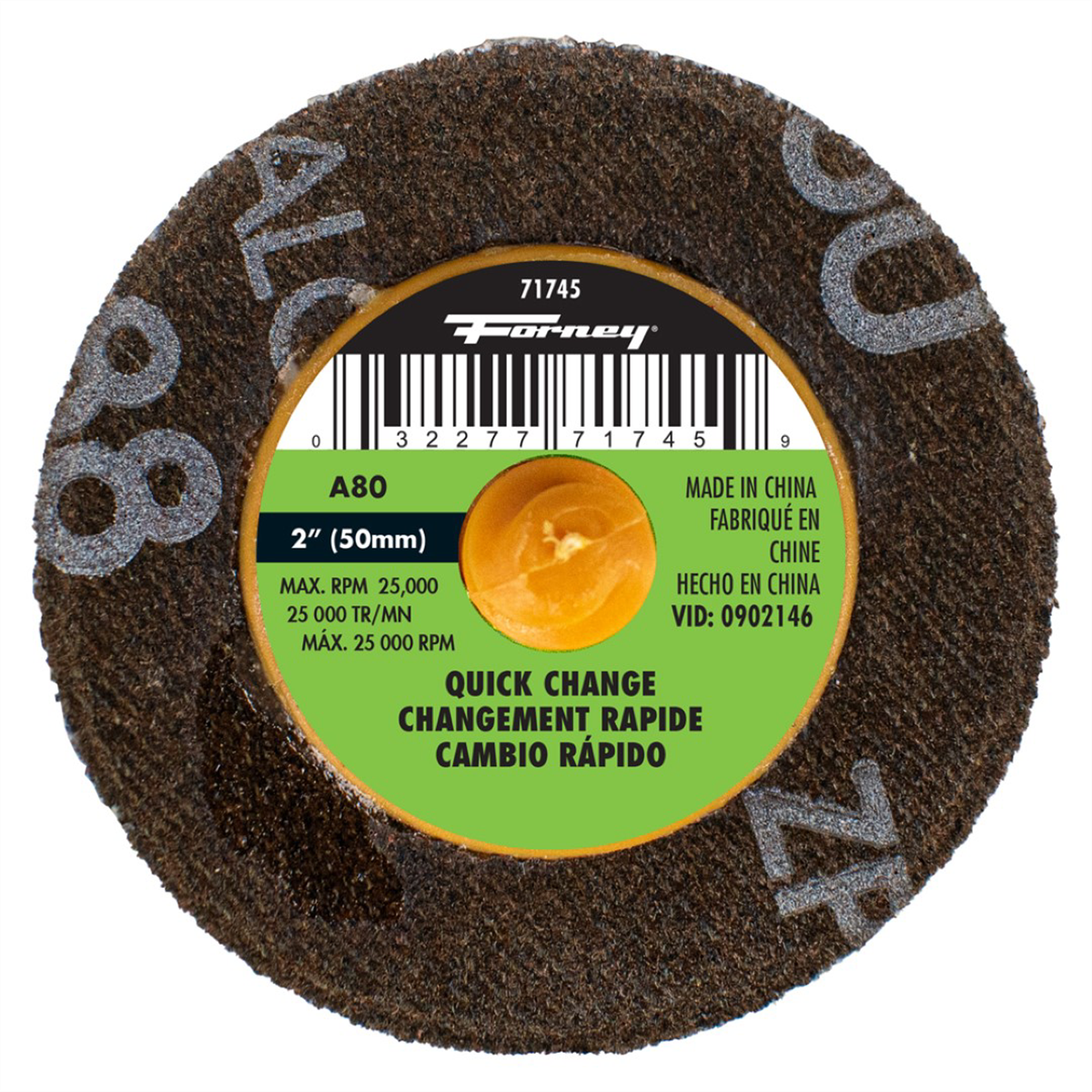Forney Industries Quick Change Sanding Disc, 2 in, 80 Grit
