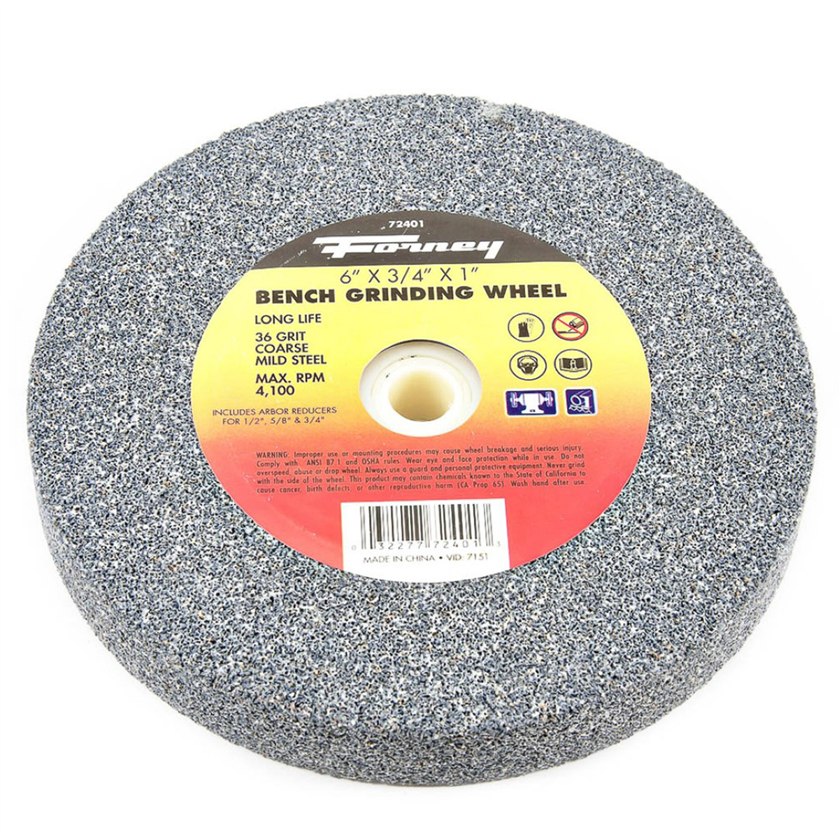Forney Industries Bench Grinding Wheel, 6 in x 3/4 in x 1 in