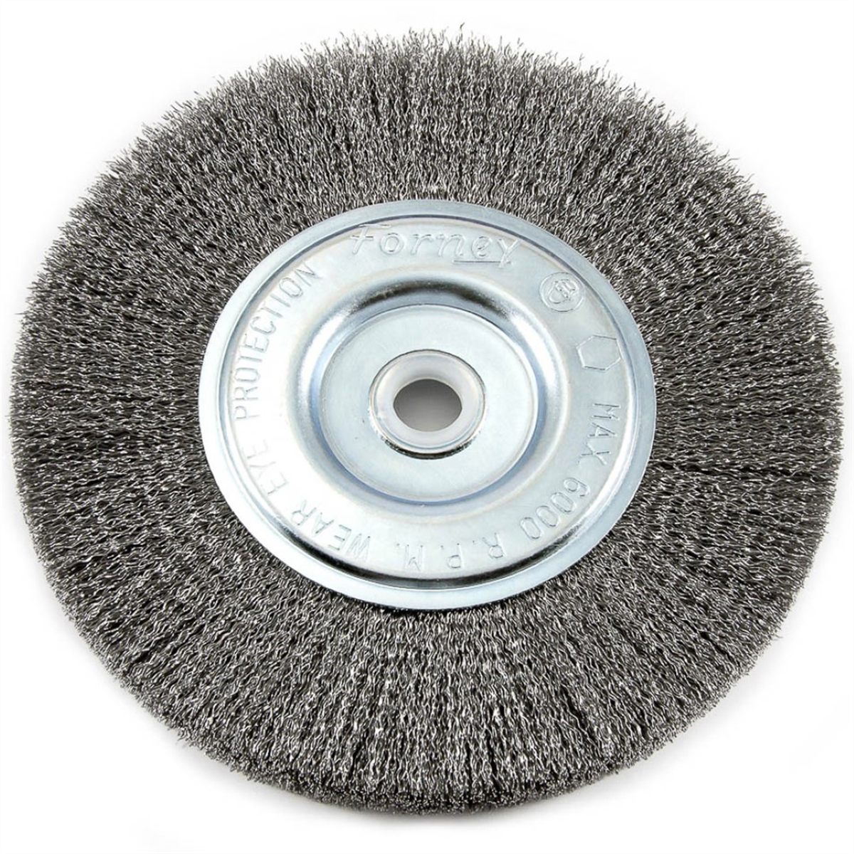Forney Industries Wire Wheel, Crimped, 6 In X .008 In X 1/2 In - 5/8 In Arbor