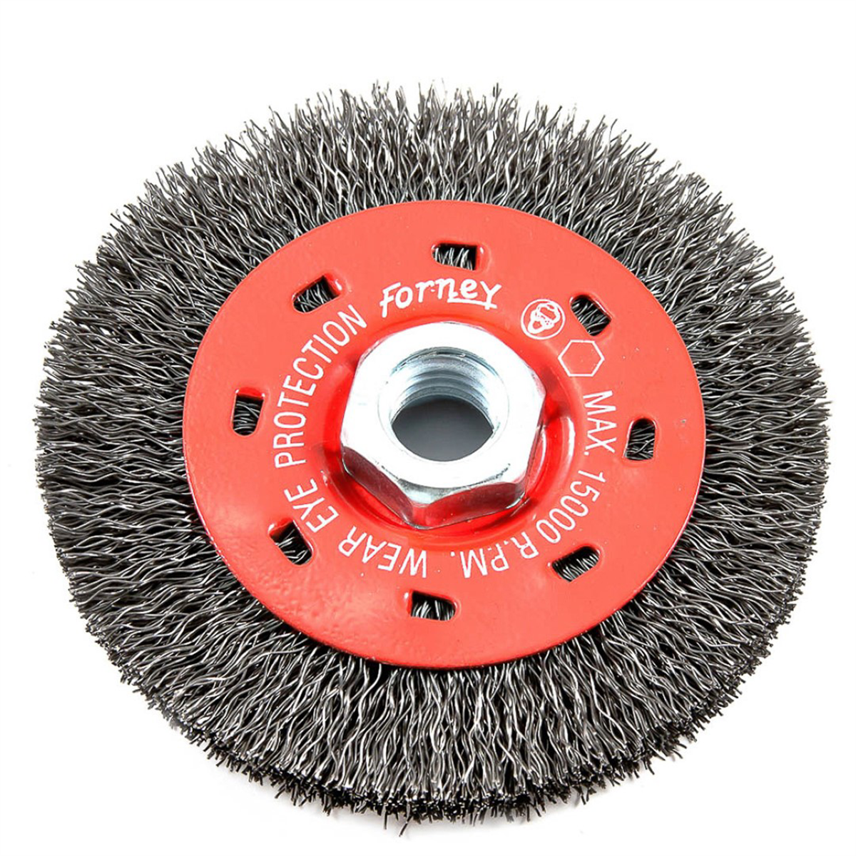 Forney Industries Wire Wheel, Crimped, 4 in x .012 in x 5/8 in-11 Arbor