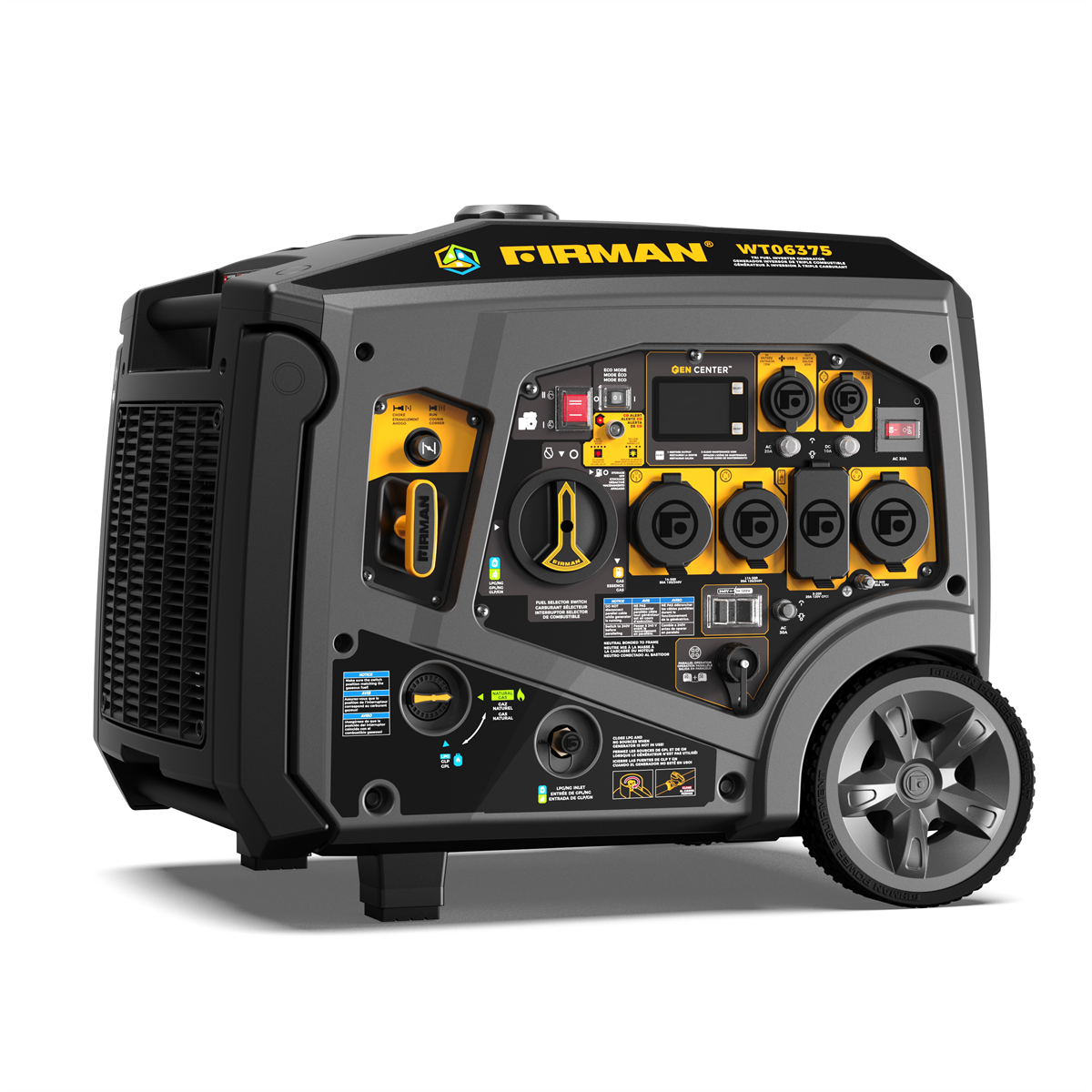 Firman 7850 / 6300 Watt Tri-Fuel Inverter Portable Generator with Electric Start, 120 / 240V, Parallel Ready, CO Alert