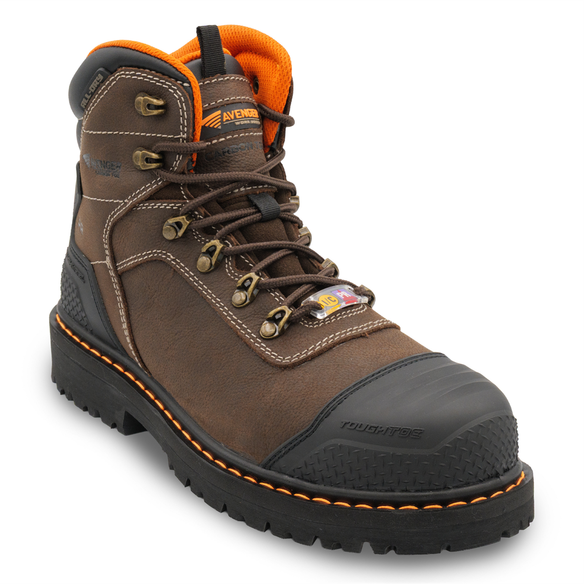 Avenger Work Boots Hammer Max Mid - Men's - Cn|eh|pr|wp|hr|sr|b&w - Brown - Size: 8 - Ee - (extra Wide)