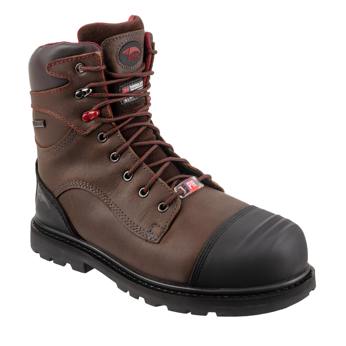Avenger Work Boots Hammer - Men's 8" Boots - Carbon Nano-fiber Toe - Ic|eh|sr|pr - Brown/black - Size: 14 - E - (wide)