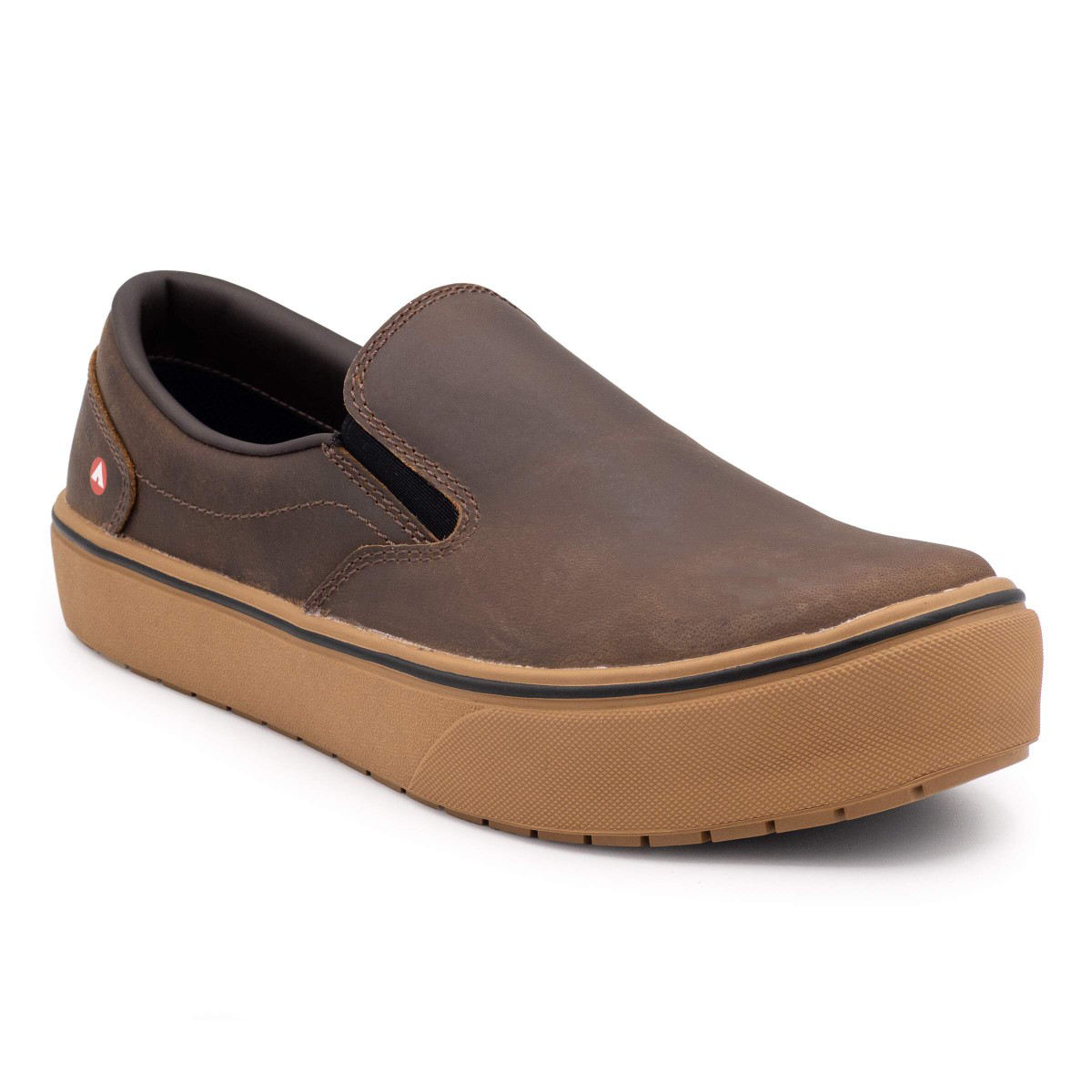 Airwalk Venice - Men's Leather Slip On - Ct|eh|sf|sr - Buffalo Crazy Horse / Gum - Size: 7 - 2e - (extra Wide)