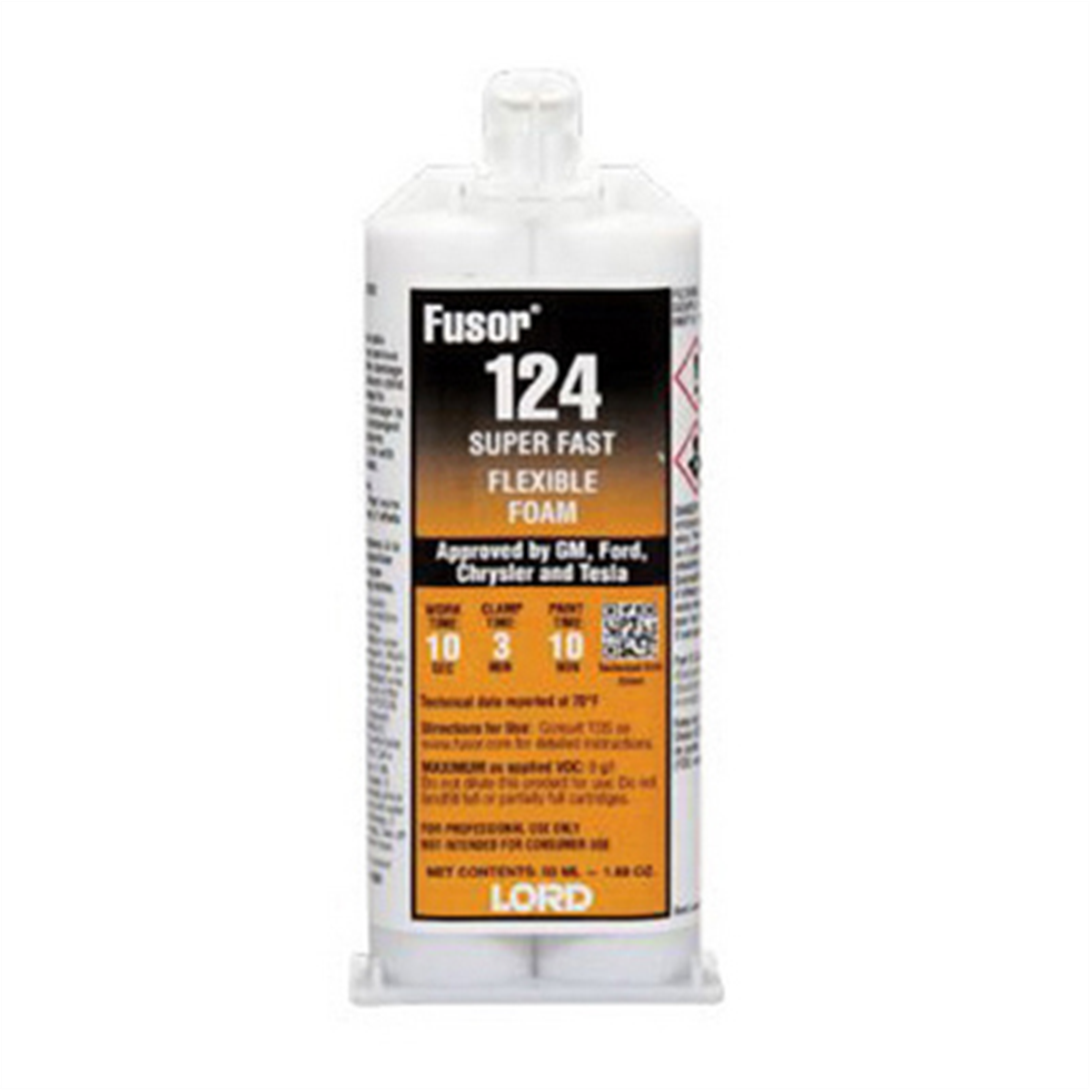 Fusor 124 2-Part Super Fast Flexible Foam, 1.7 oz Cartridge, Black, 1 hr Curing