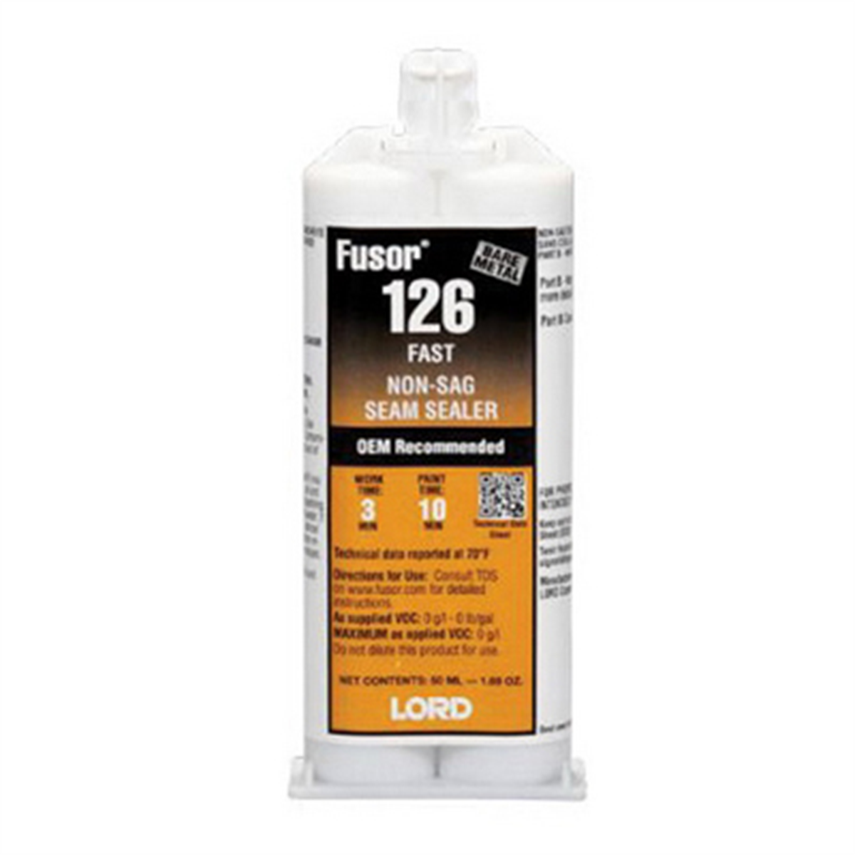 Fusor 126 Fast Non-Sag Seam Sealer, 1.7 oz Cartridge, White, Paste, 2 hr Curing