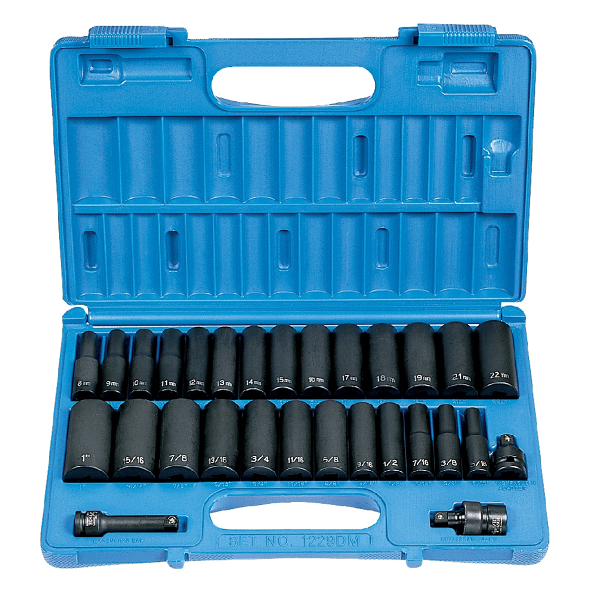 Grey Pneumatic 3/8" Drive 29 Piece Deep Sae/metric Set