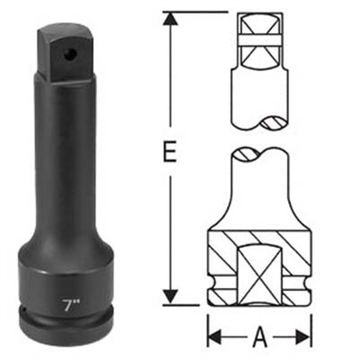 Grey Pneumatic 1" Drive x 10" Extension with Locking Pin