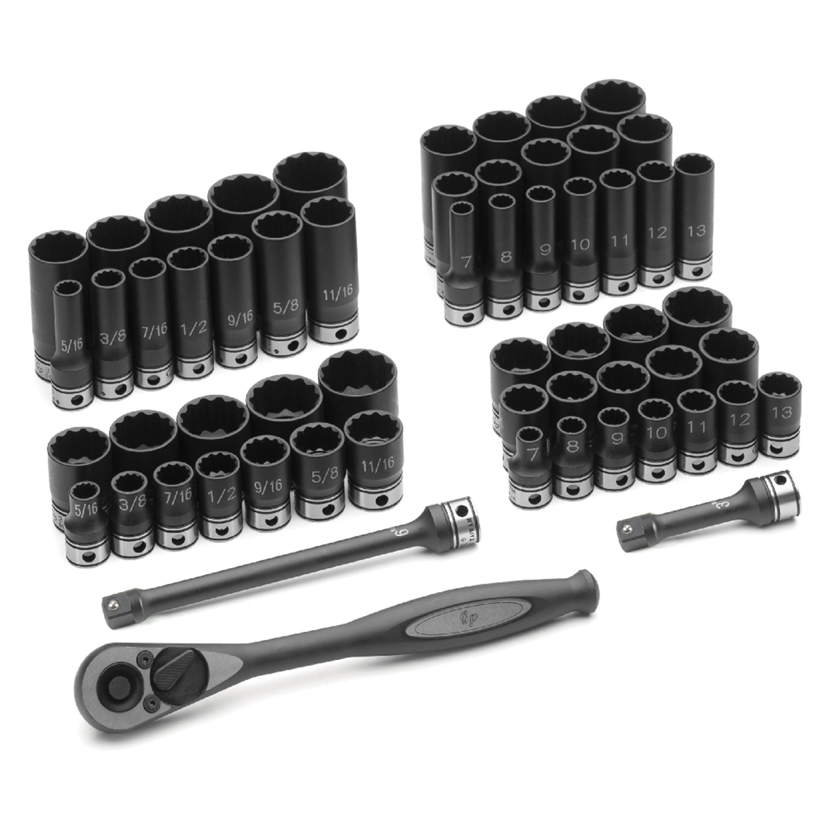Grey Pneumatic 3/8" Drive 59 Piece Fractional & Metric Duo-socket Set - 12 Point