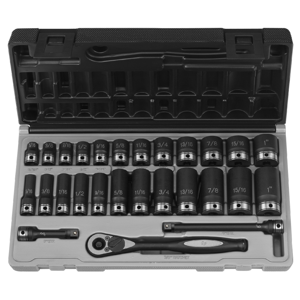 Grey Pneumatic 3/8" Drive 27 Piece Fractional Std & Deep Duo-socket Set - 6 Point
