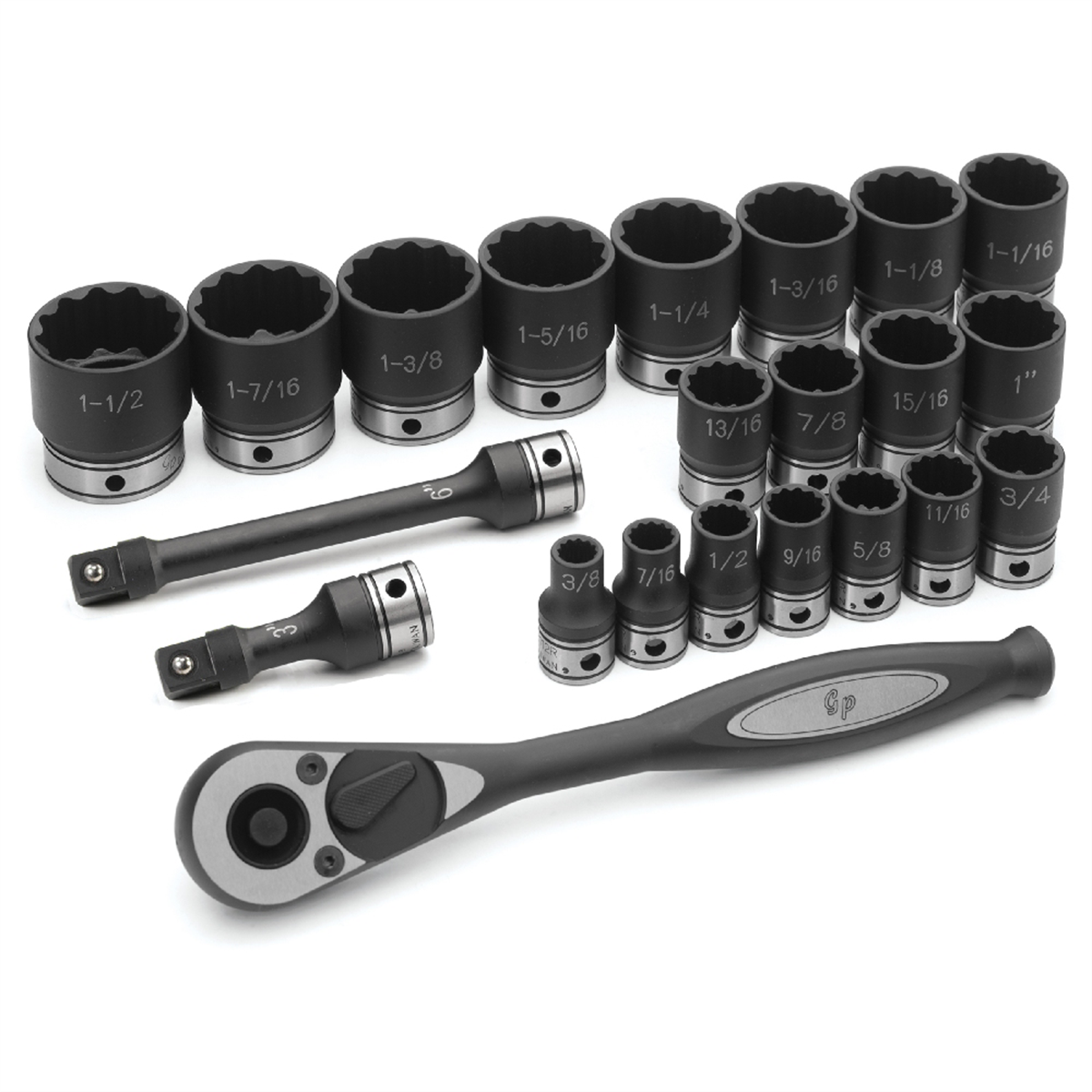 Grey Pneumatic 1/2" Drive 22 Piece Fractional Duo-Socket Set - 12 Point