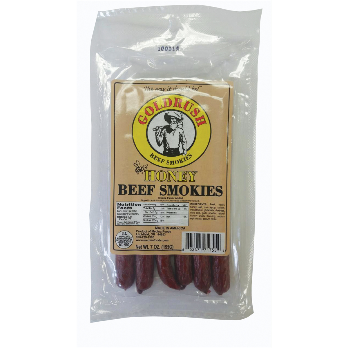 Gold Rush Jerky Teriyaki Smokie Beef Stick, 16 oz - 12 Count