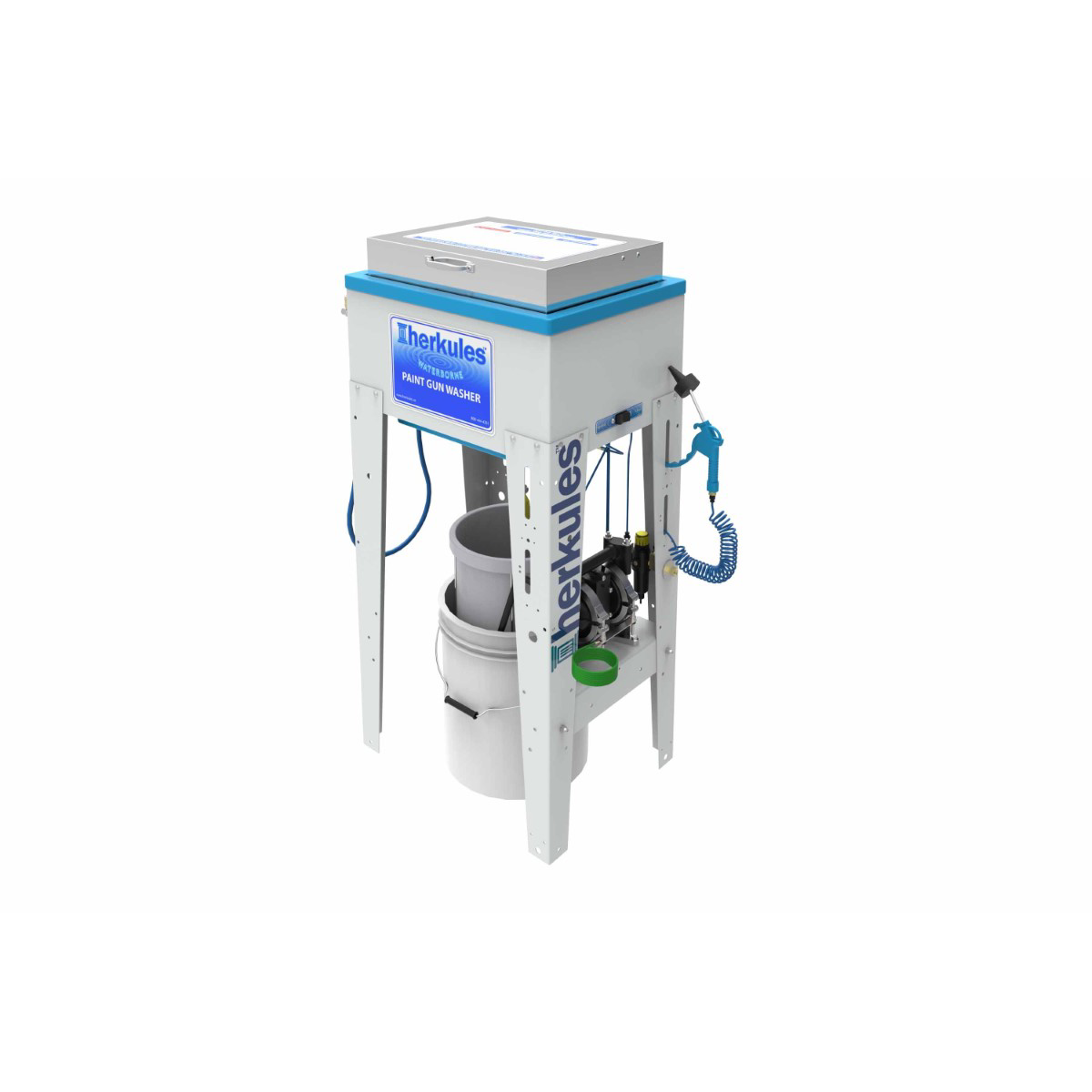 Herkules Equipment G511 - Manual Paint Gun Washer w/ Flow-Through Brush, Air Gun and Filtration System