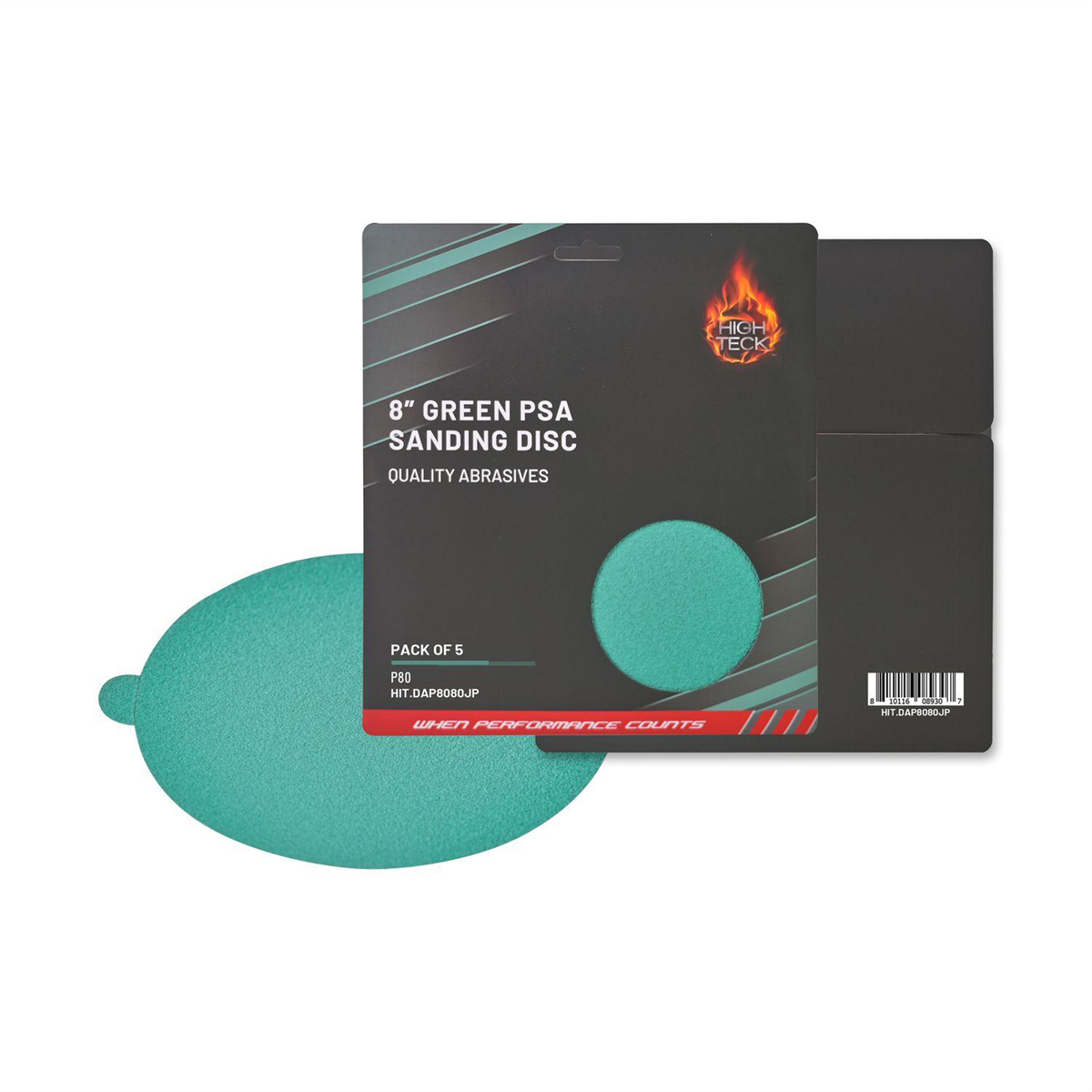 High Teck Products (5 pcs pack) 8" GREEN PSA Sanding Disc 80 Grit
