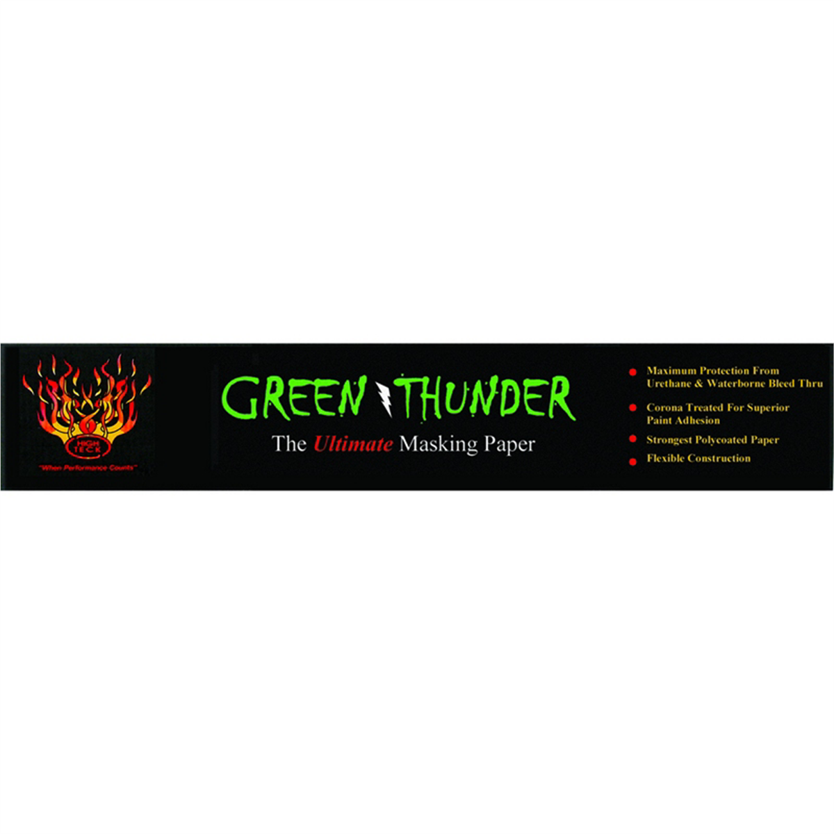 High Teck Products Green Thunder MP450GT-36 Masking Paper, 36 in W x 500 ft L, Polycoated Paper, 30 lb Basis