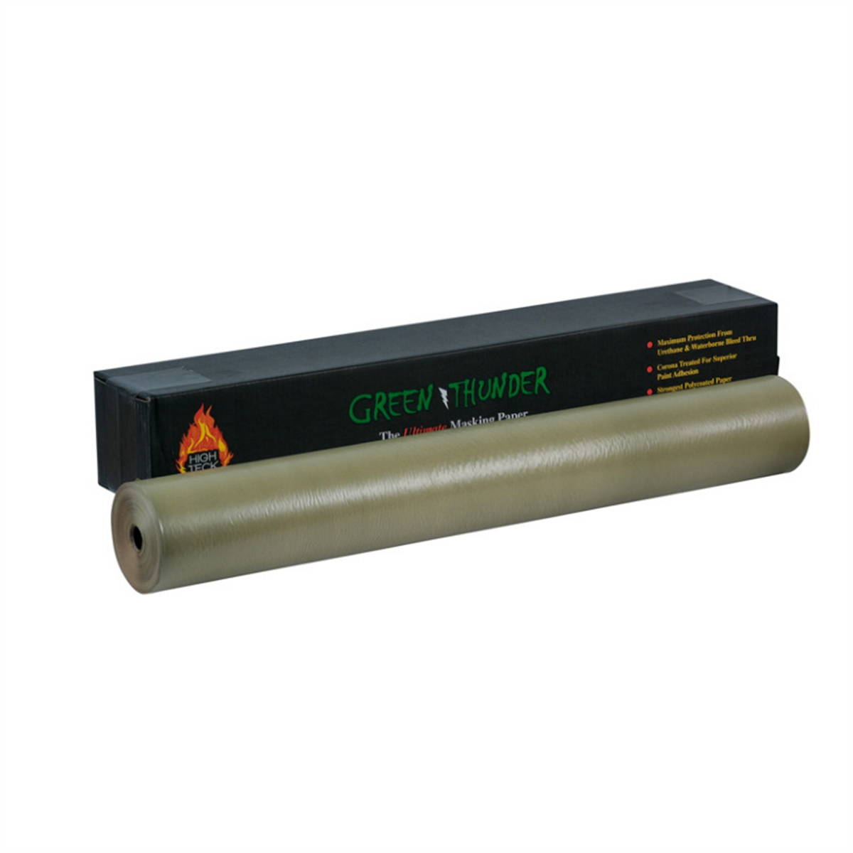 High Teck Products Green Thunder MP470GT-36 Masking Paper, 36 in W x 700 ft L, Polycoated Paper, 30 lb Basis