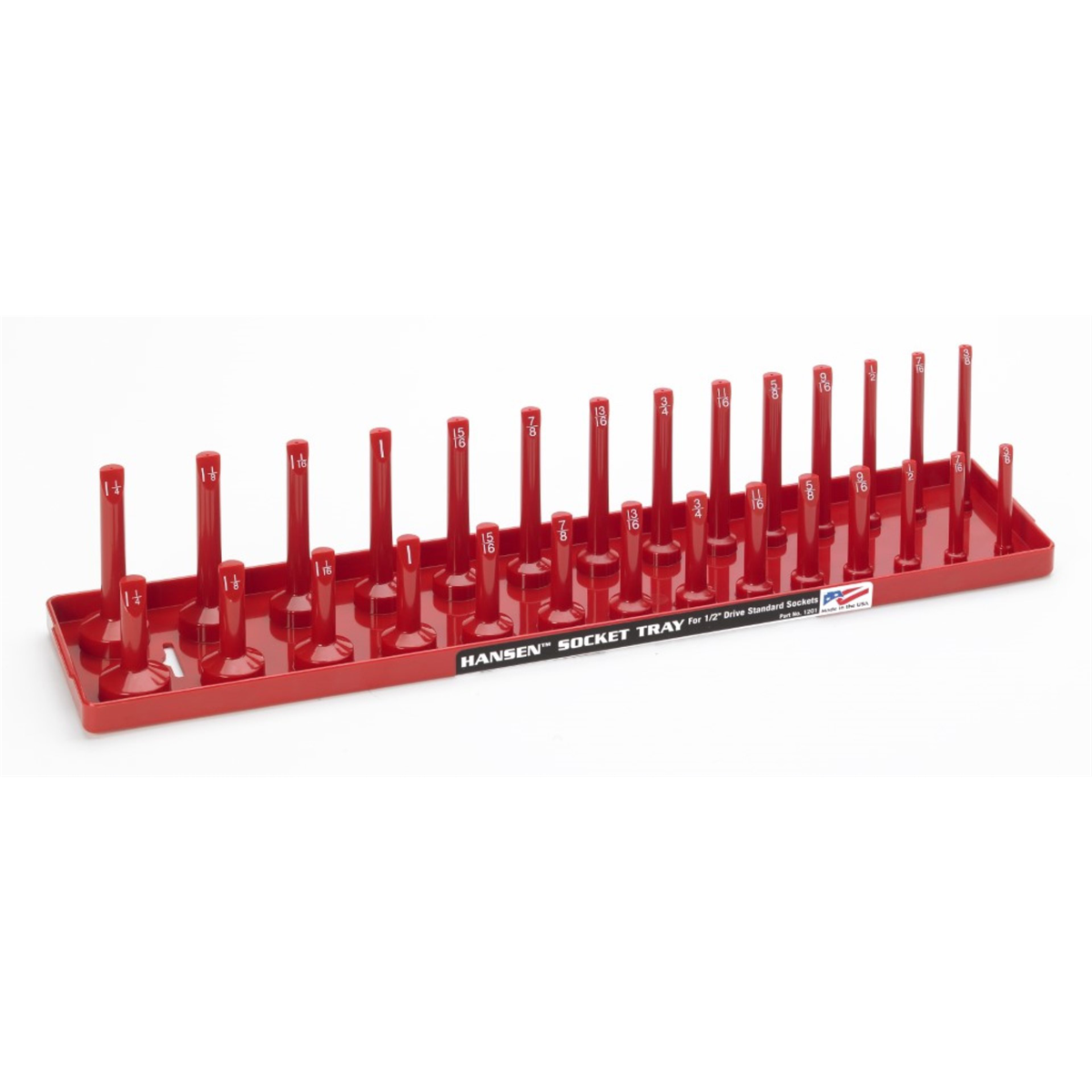 Hansen Global 1/2 Inch Standard 2 Row Regular/Deep Socket Holder Tray - Red