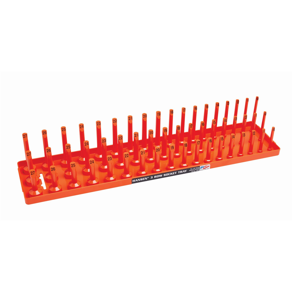Hansen Global 1/2" Metric 3-Row Socket Tray - Orange