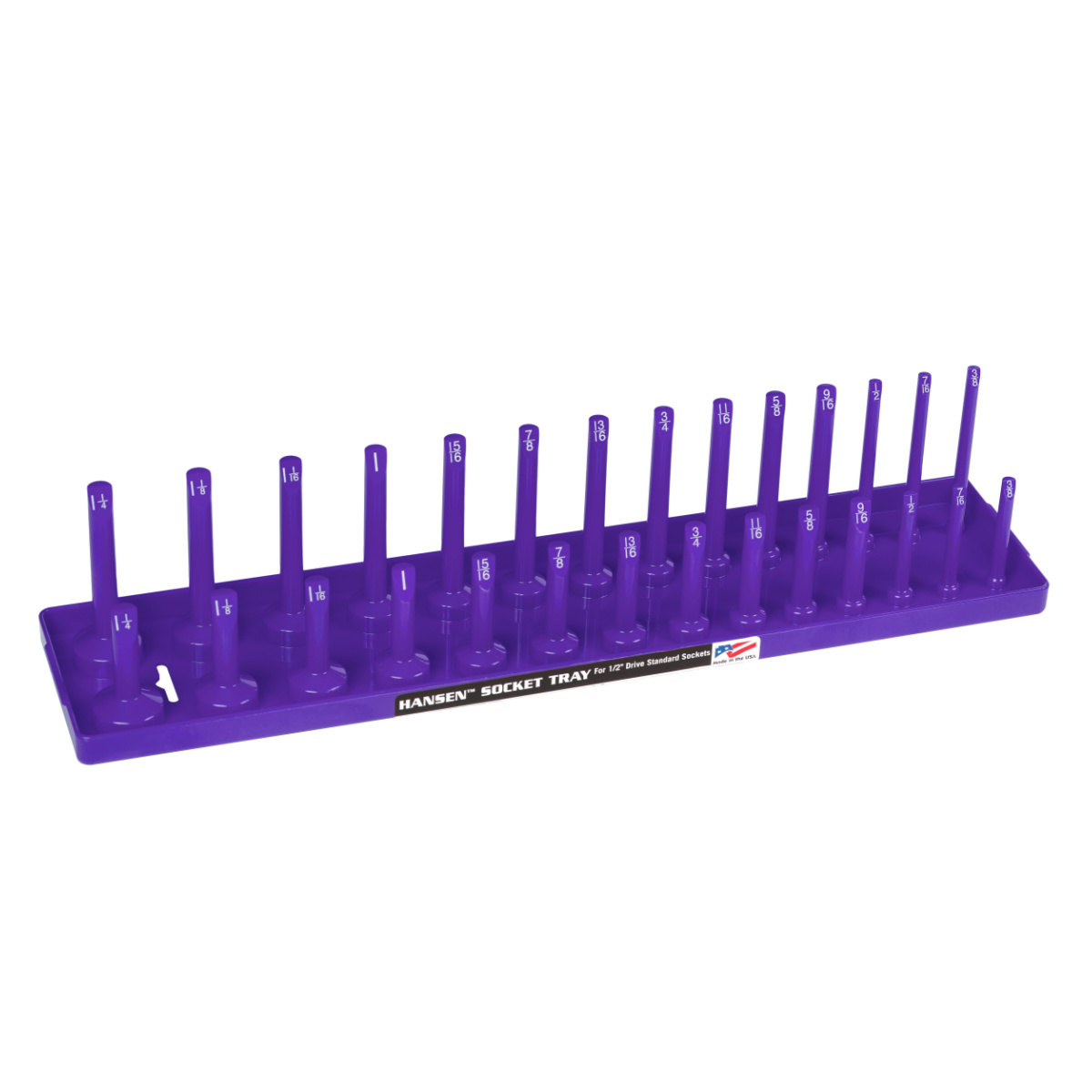 Hansen Global 1/2 Inch Standard 2 Row Regular/Deep Socket Holder Tray - Purple