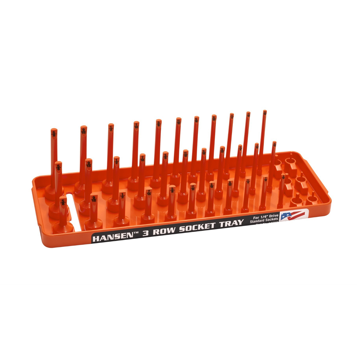 Hansen Global 1/4" SAE 3-Row Socket Tray - Orange