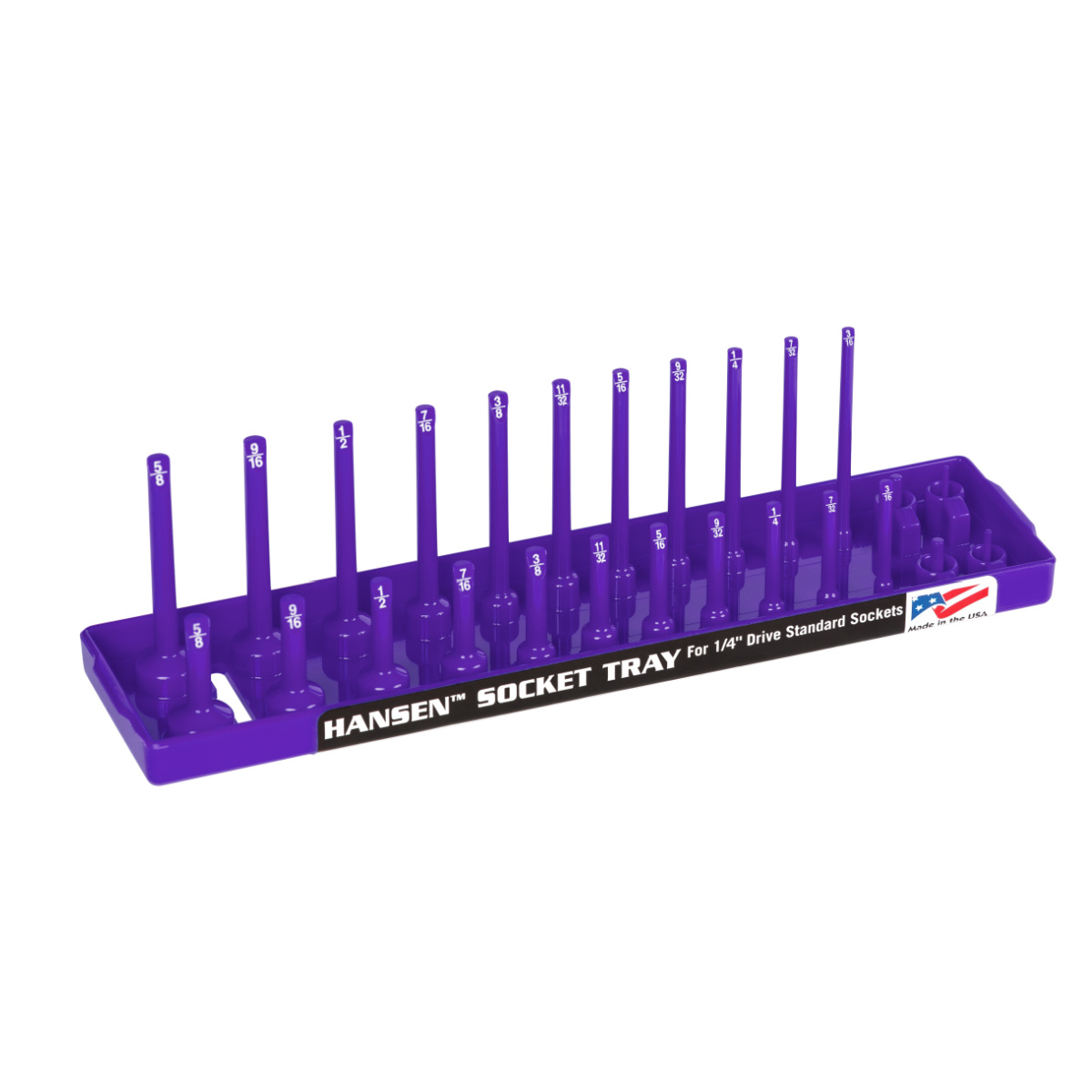 Hansen Global 1/4 Inch Standard 2 Row Regular/Deep Socket Holder Tray - Purple