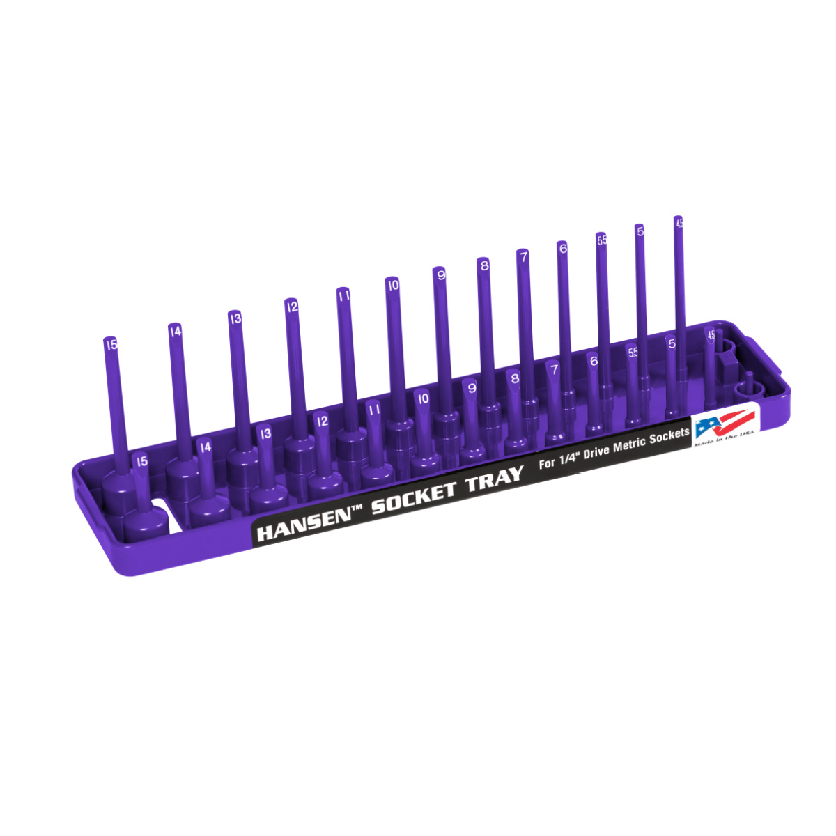 Hansen Global 1/4 Inch Metric 2 Row Regular/Deep Socket Holder Tray - Purple
