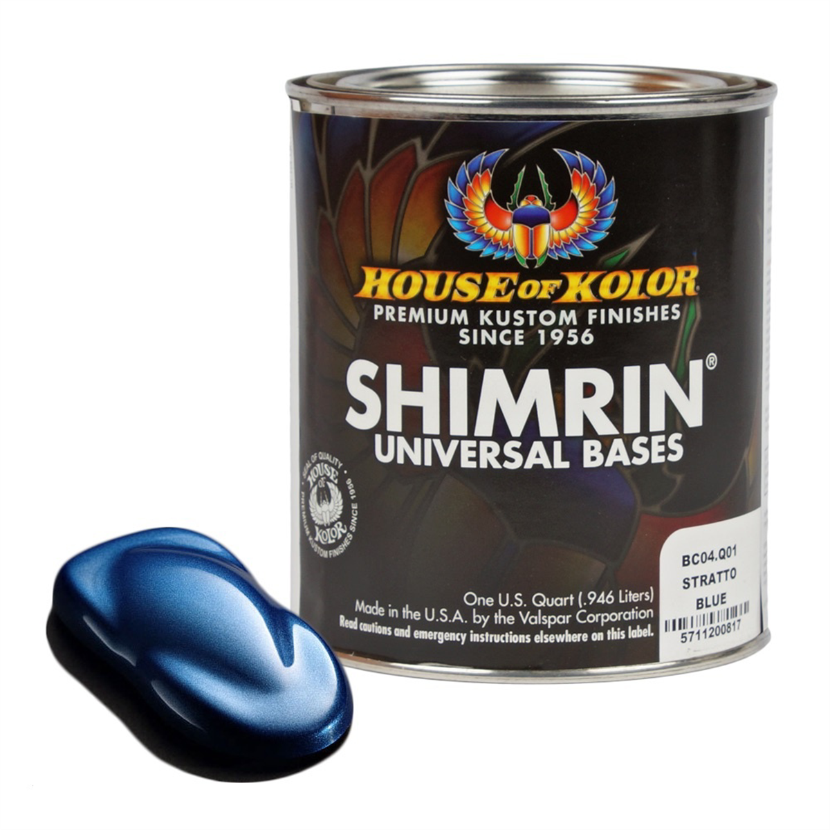 House Of Kolor SHIMRIN C2C-BC04-Q01 C2C Glamour Metallics Series Universal Basecoat, 1 qt Can, Stratto Blue